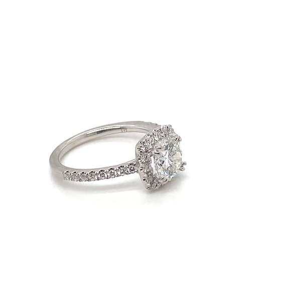 18K White Gold Lab Created Diamond Halo Engagement Ring (1.34 CT) - Picture 2 of 3